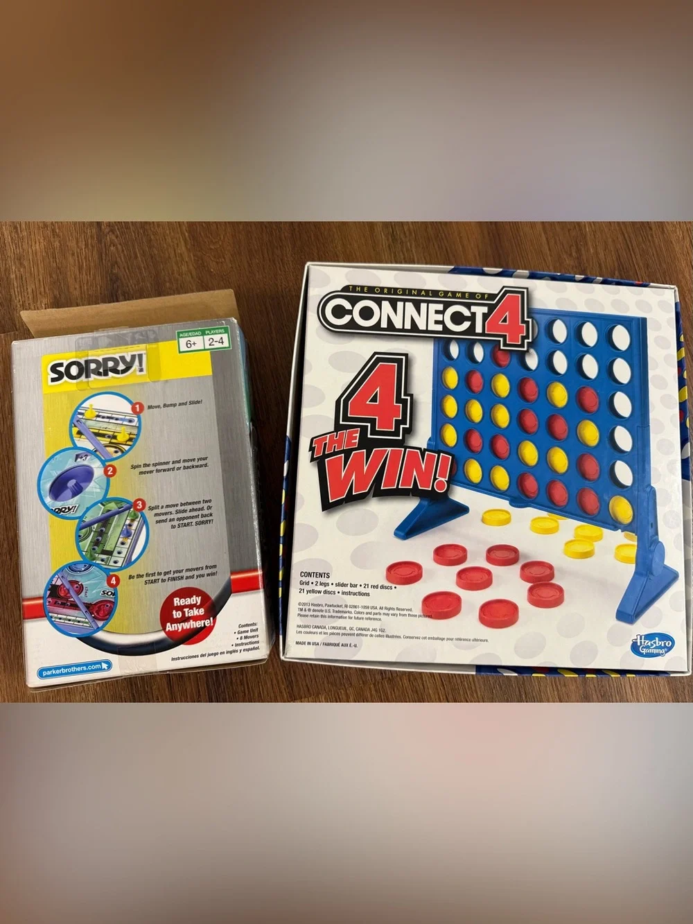 Sorry! (Travel size) & Connect 4 (regular)